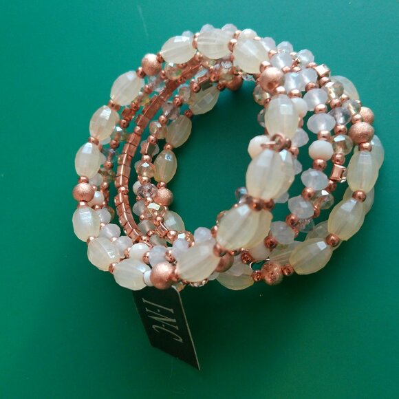 GORGEOUS Champagne Crystal Pearl Necklace & Bracelet (404) - Picture 6 of 13